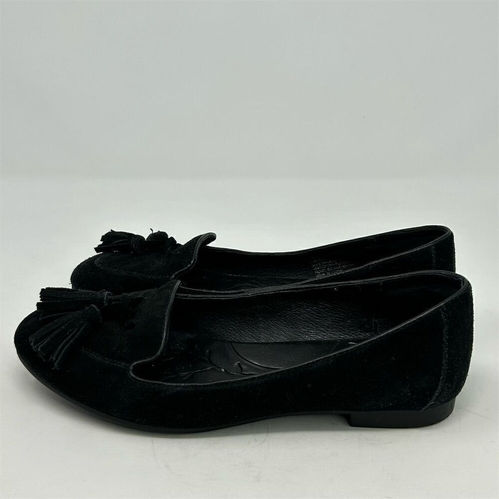 Born Women's Black Suede Tassel Loafers Floral Slip-On Casual Flats Size 7 - Picture 6 of 12